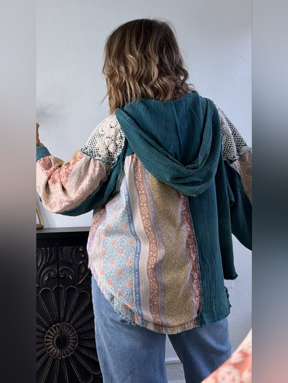 POL Teal and Pastel Multi-Panel Pullover - Picture 2 of 16